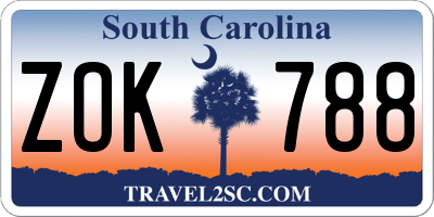 SC license plate ZOK788