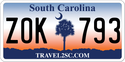 SC license plate ZOK793