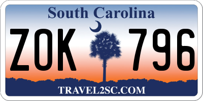 SC license plate ZOK796