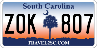 SC license plate ZOK807