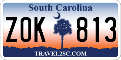 SC license plate ZOK813
