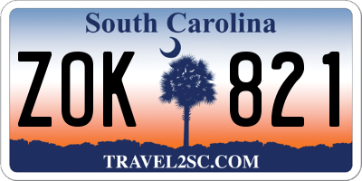 SC license plate ZOK821