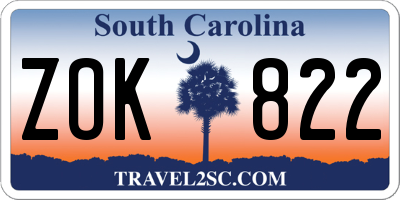 SC license plate ZOK822