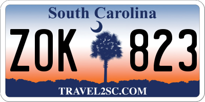 SC license plate ZOK823