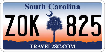 SC license plate ZOK825
