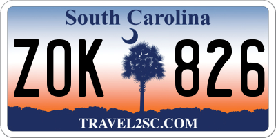 SC license plate ZOK826