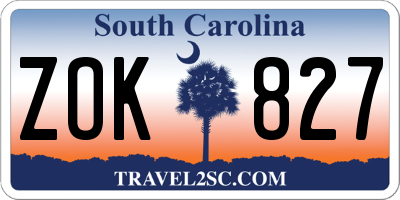 SC license plate ZOK827