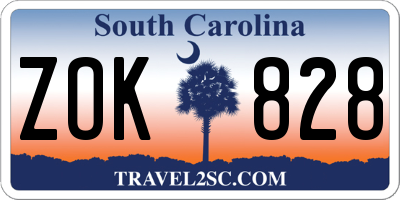 SC license plate ZOK828