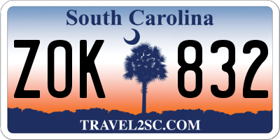SC license plate ZOK832