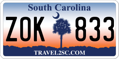 SC license plate ZOK833