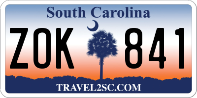 SC license plate ZOK841