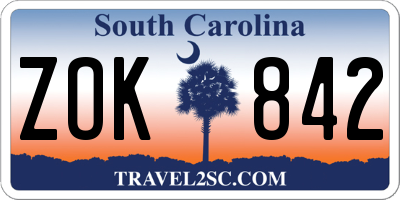 SC license plate ZOK842