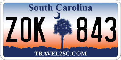 SC license plate ZOK843