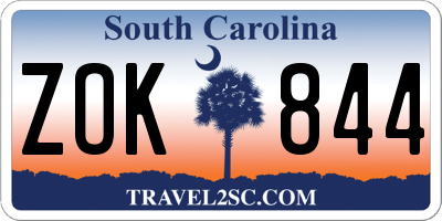 SC license plate ZOK844