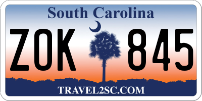 SC license plate ZOK845