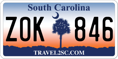 SC license plate ZOK846