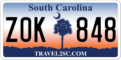 SC license plate ZOK848