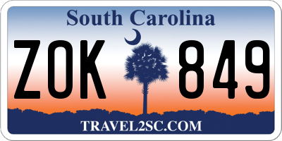 SC license plate ZOK849