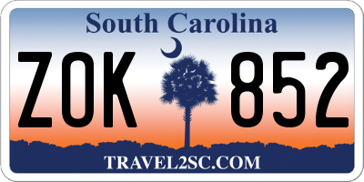 SC license plate ZOK852