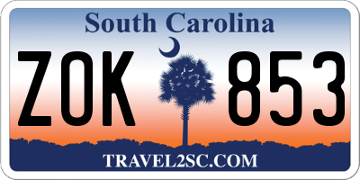 SC license plate ZOK853
