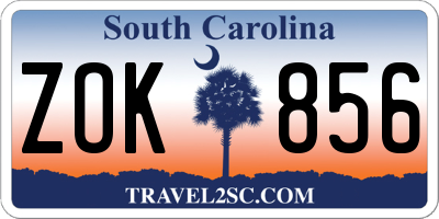 SC license plate ZOK856