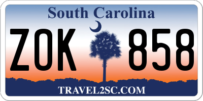 SC license plate ZOK858