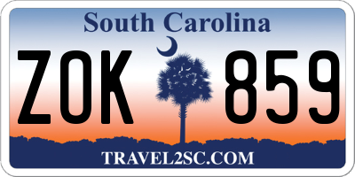 SC license plate ZOK859