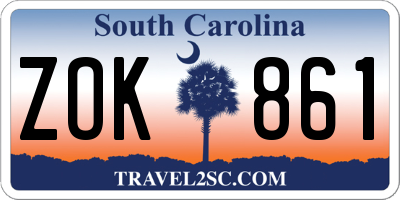 SC license plate ZOK861