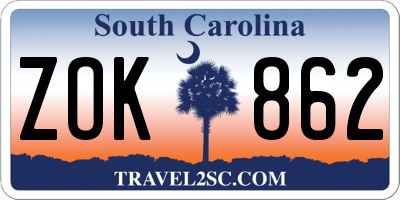 SC license plate ZOK862