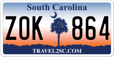 SC license plate ZOK864