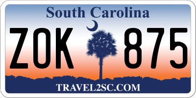 SC license plate ZOK875