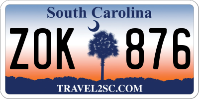 SC license plate ZOK876