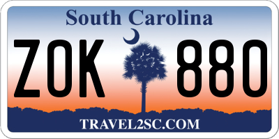 SC license plate ZOK880