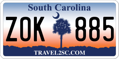 SC license plate ZOK885