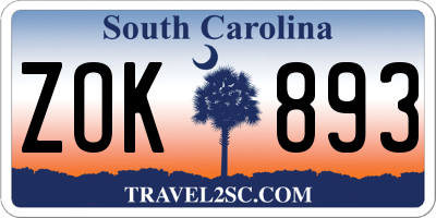 SC license plate ZOK893