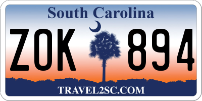 SC license plate ZOK894