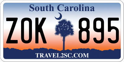 SC license plate ZOK895