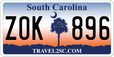 SC license plate ZOK896