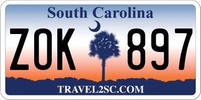 SC license plate ZOK897