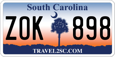 SC license plate ZOK898