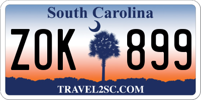 SC license plate ZOK899
