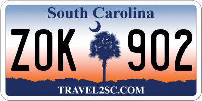SC license plate ZOK902