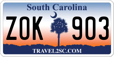 SC license plate ZOK903