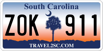 SC license plate ZOK911