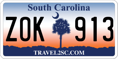 SC license plate ZOK913