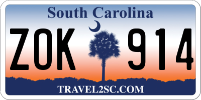 SC license plate ZOK914