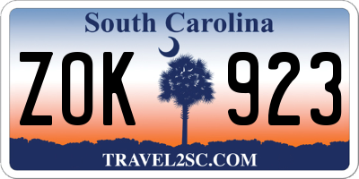 SC license plate ZOK923