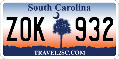 SC license plate ZOK932