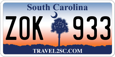 SC license plate ZOK933