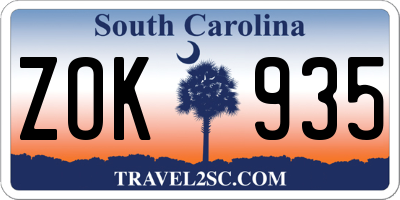 SC license plate ZOK935